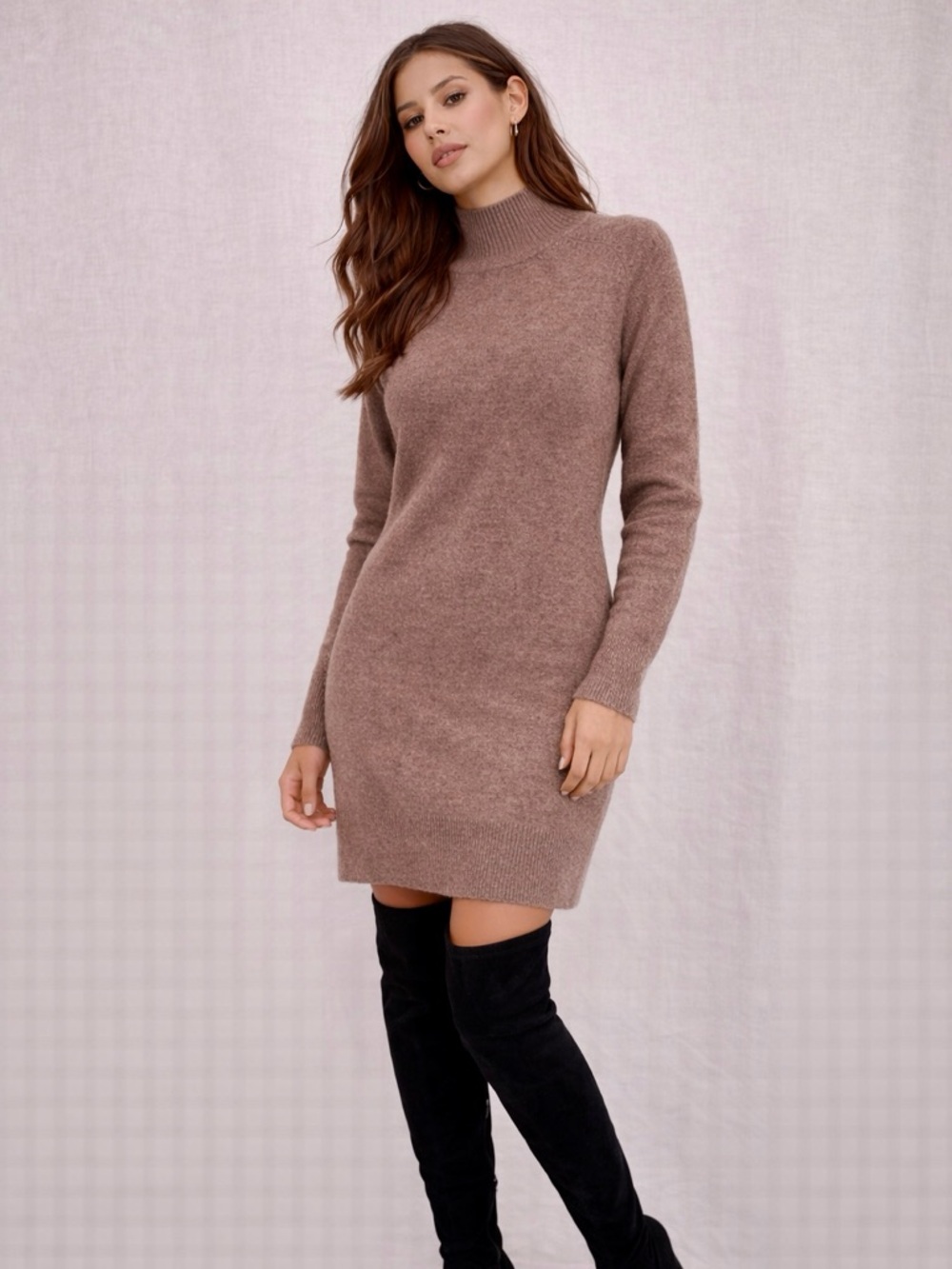 Ann Taylor Cashmere Sweater Dress Brown Tan Size Medium M